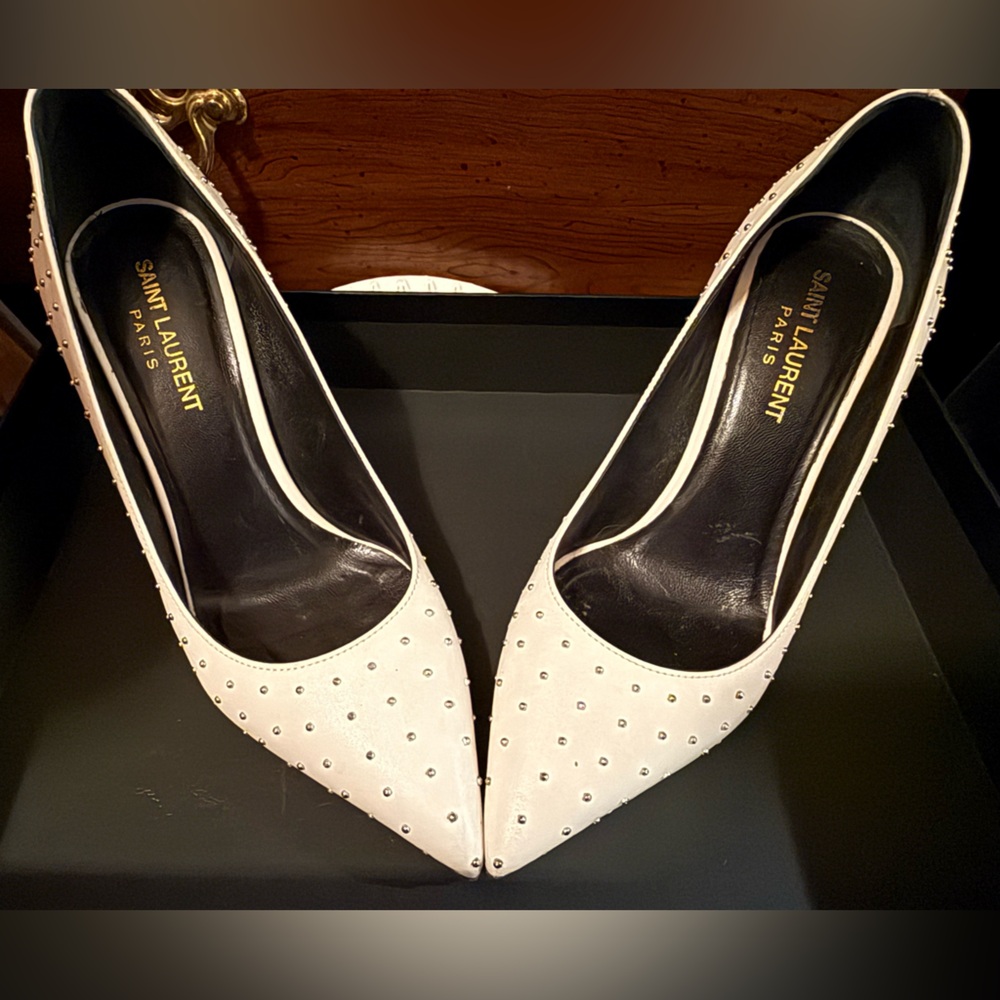 Saint Laurent Studded Leather Heels | Size 36 (6W) w/ box, papers & COA